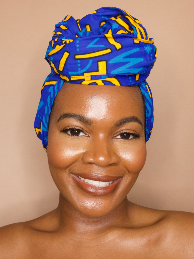 Adaeze Blue African Print Ankara Headwrap