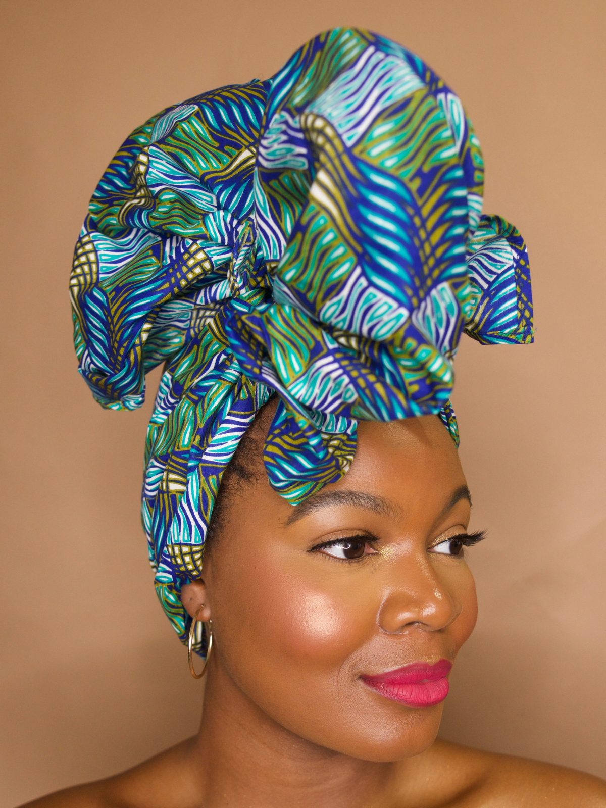 Rehema Blue African Print Ankara Headwrap