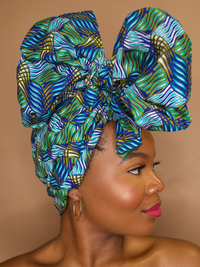 Rehema Blue African Print Ankara Headwrap