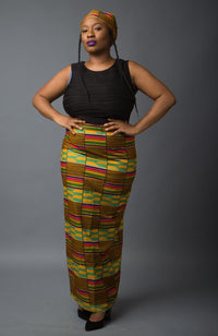 Kente African Print Long Pencil skirt 