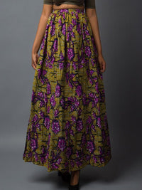 Yellow purple African print maxi skirt 